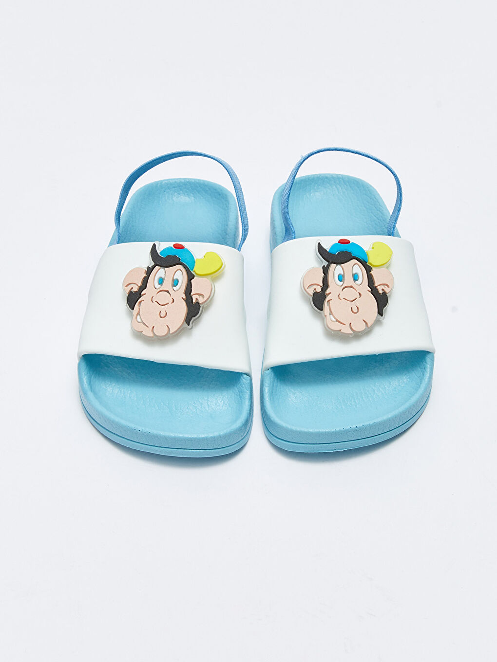 Turkuaz Işıklı Nostaljik Maymun Patchli Erkek Bebek Plaj Terliği-3