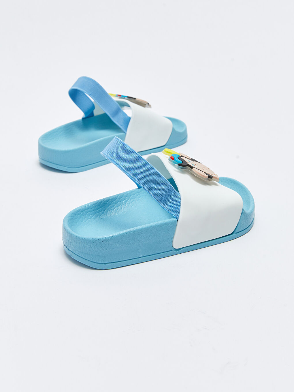 Turkuaz Işıklı Nostaljik Maymun Patchli Erkek Bebek Plaj Terliği-5