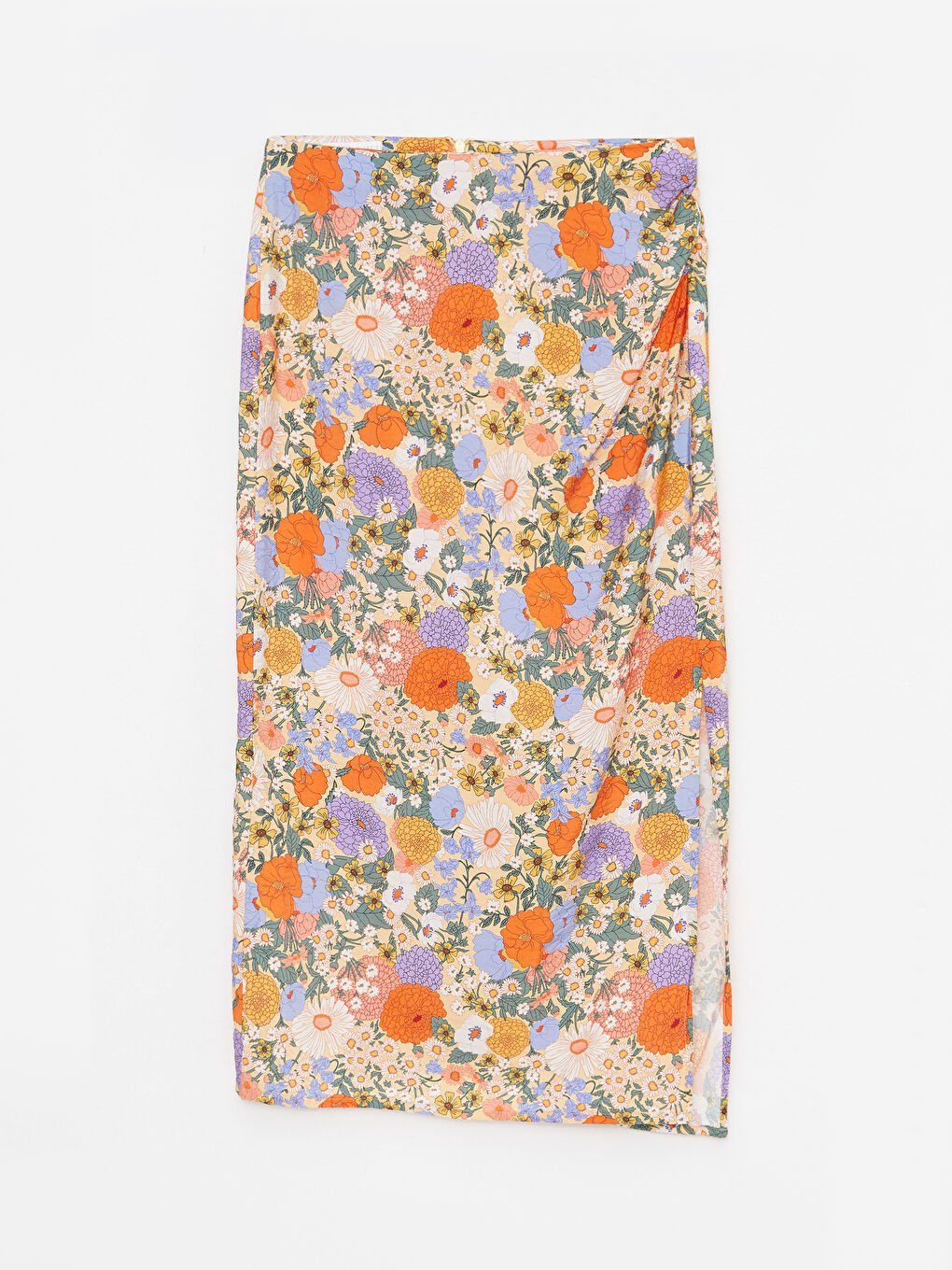 Karışık Beli Fermuarlı Çiçekli A Kesim Kadın Etek-5