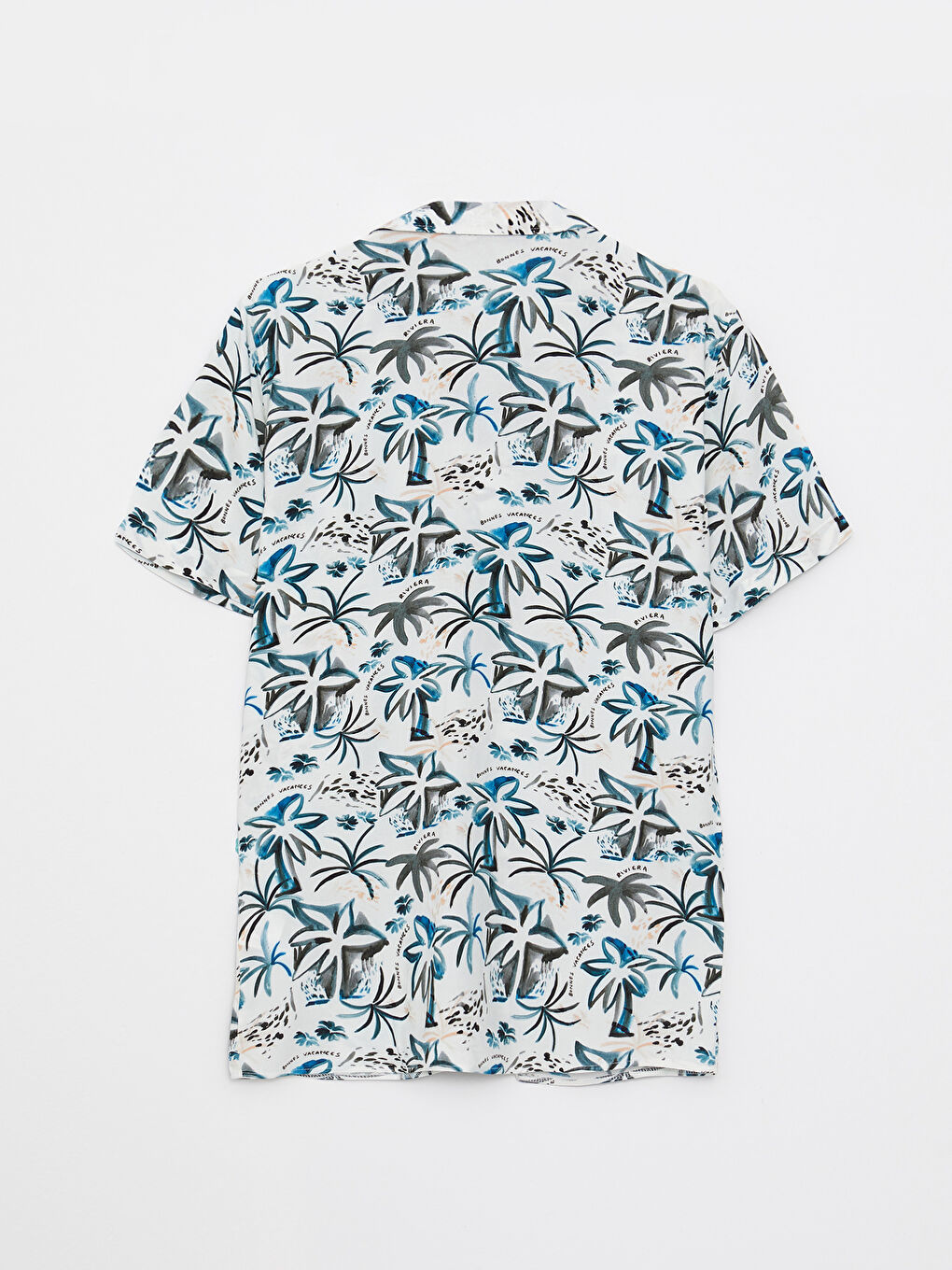 Bej Slim Fit Kısa Kollu Desenli Viskon Erkek Gömlek-6