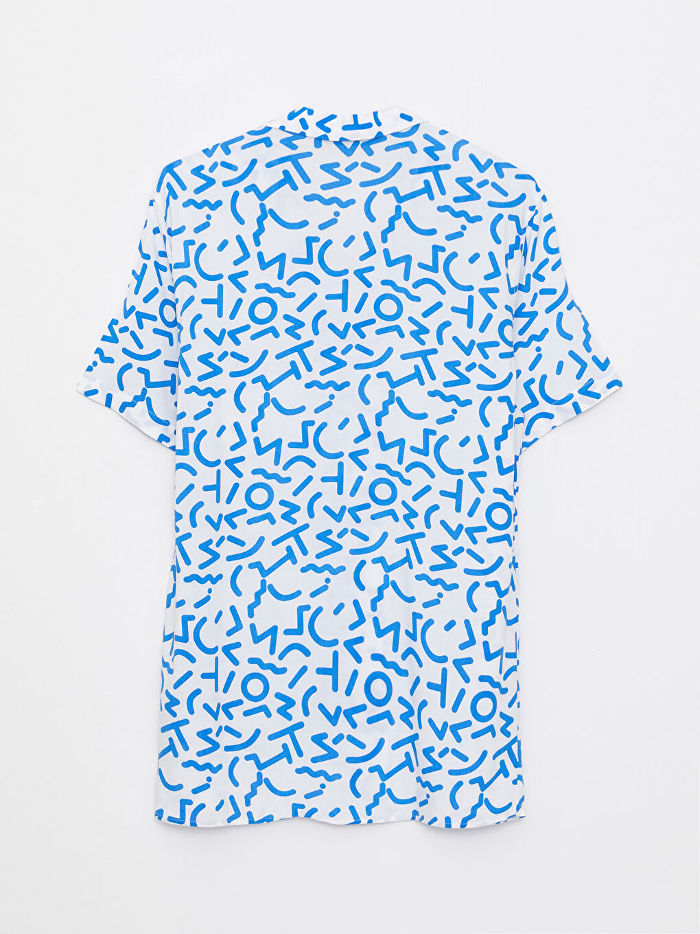 Beyaz Slim Fit Resort Yaka Kısa Kollu Desenli Viskon Erkek Gömlek-6