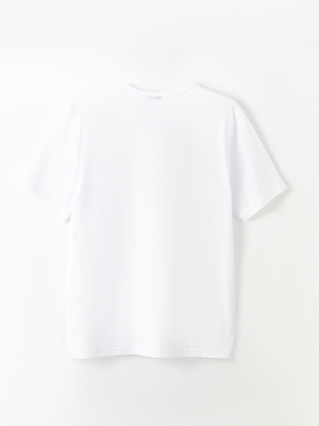 Beyaz Bisiklet Yaka Kısa Kollu Baskılı Penye Erkek Tişört-6