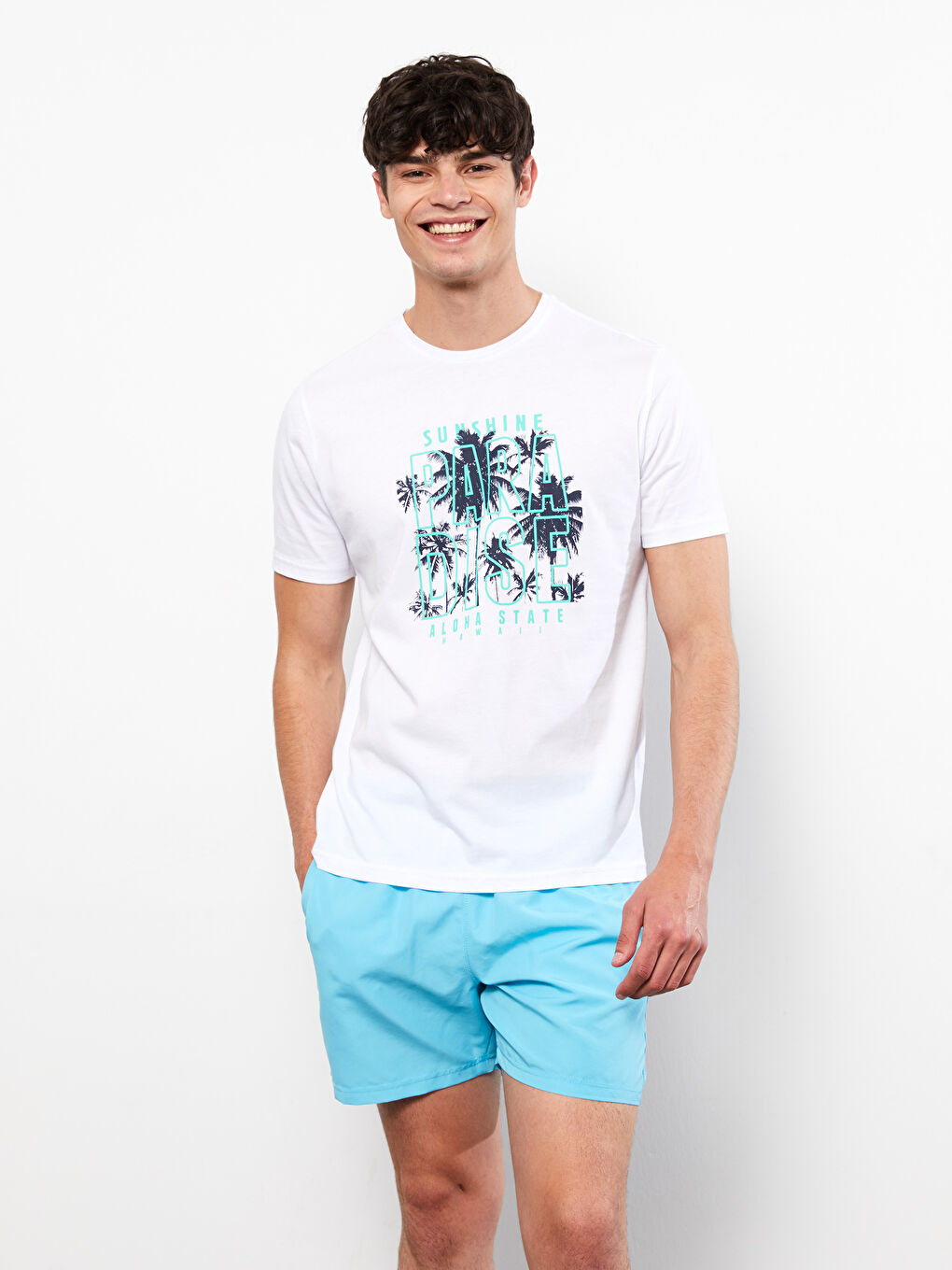 Футболка Мужская с Круглым Вырезом, Коротким Рукавом, С Принтом, Из Гребенного Хлопка