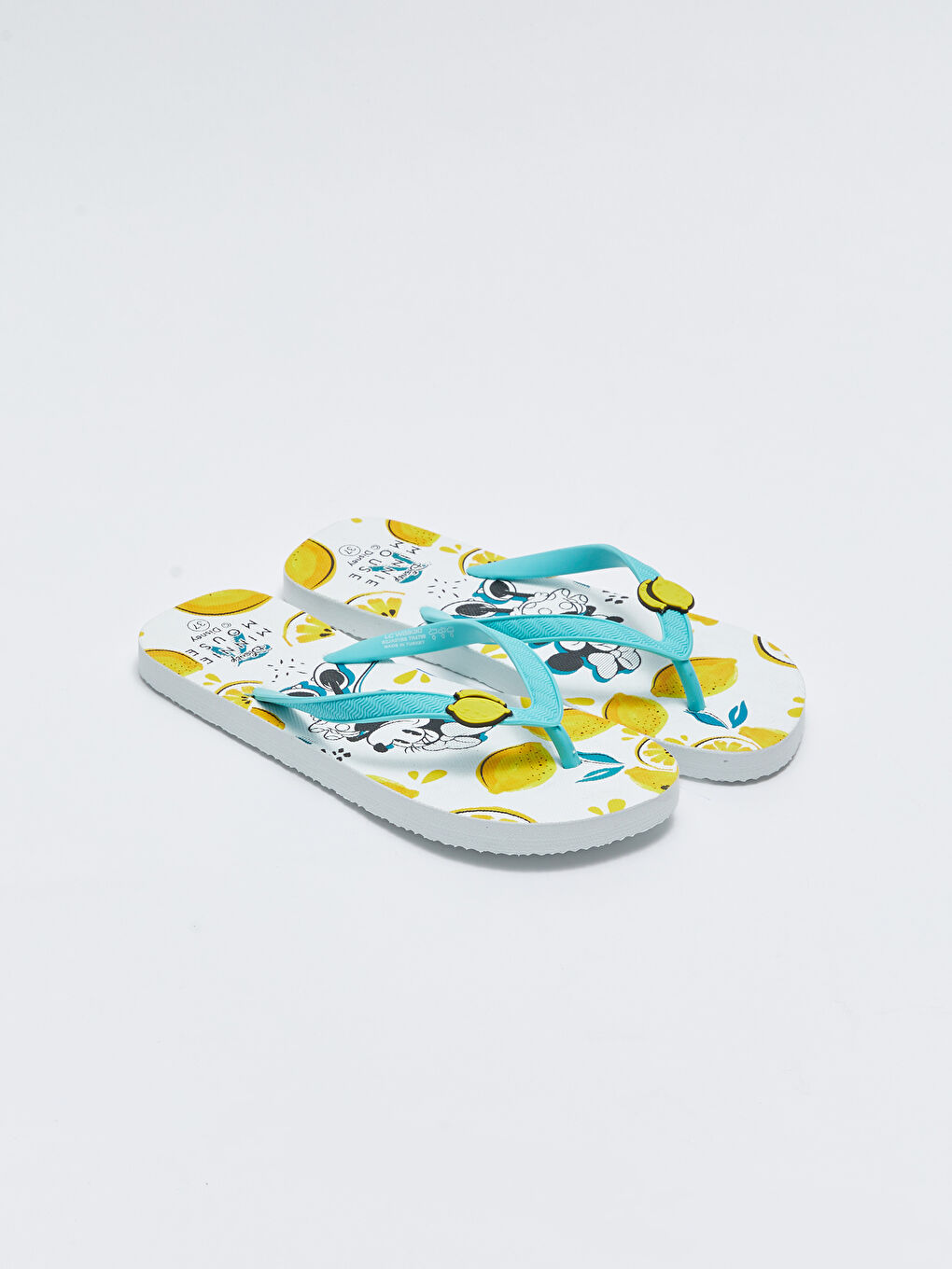 Beyaz Minnie Mouse Lisanslı Baskılı Parmak Arası Kadın Plaj Terliği