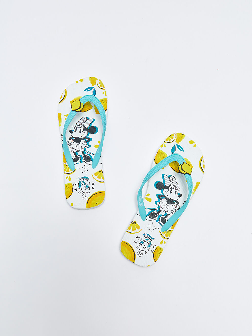 Beyaz Minnie Mouse Lisanslı Baskılı Parmak Arası Kadın Plaj Terliği-2