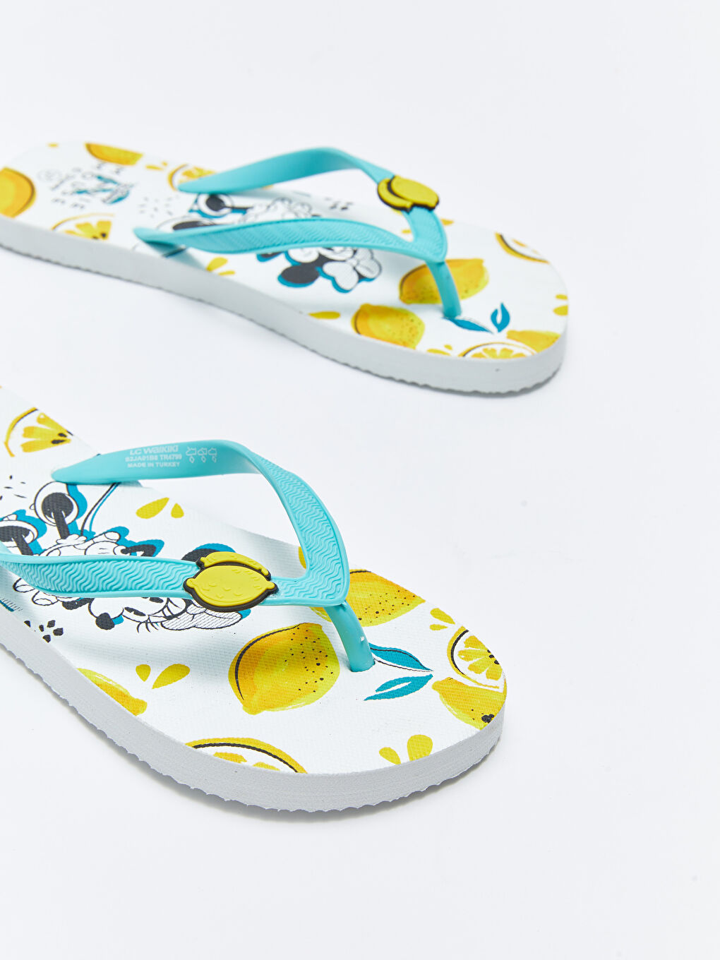 Beyaz Minnie Mouse Lisanslı Baskılı Parmak Arası Kadın Plaj Terliği-4