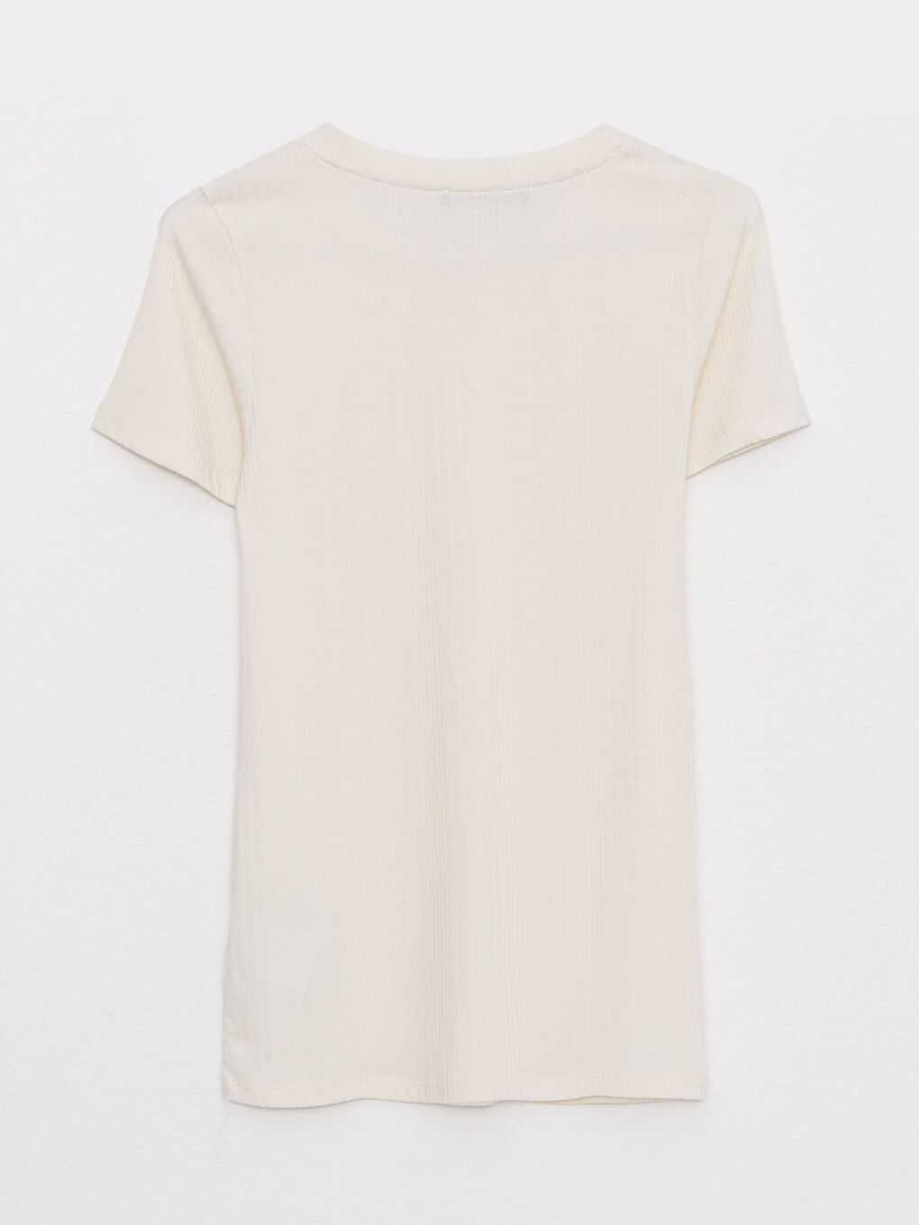 Beyaz Bisiklet Yaka Düz Kısa Kollu Hamile Tişört-7