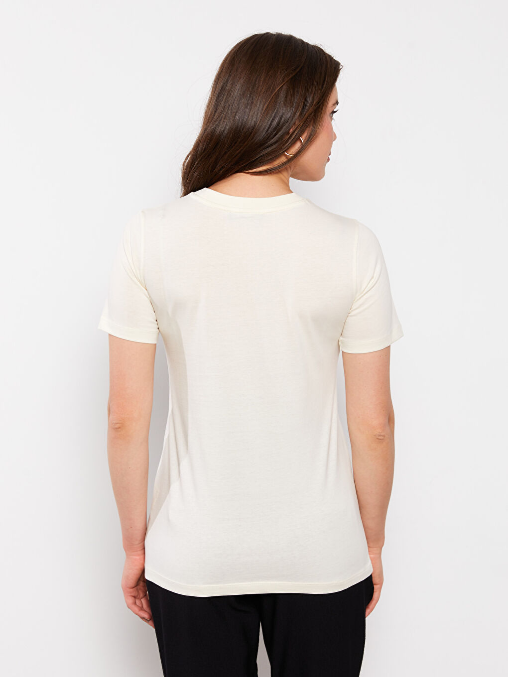 LCW Crew Neck Printed Short Sleeve Cotton Maternity T-shirt -S2JA06Z8-FDL
