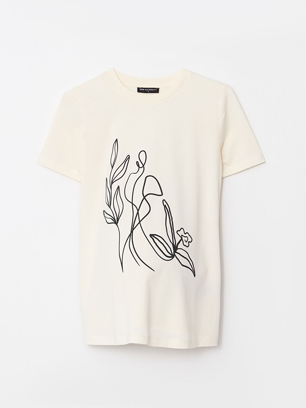 LCW Crew Neck Printed Short Sleeve Cotton Maternity T-shirt -S2JA06Z8-FDL