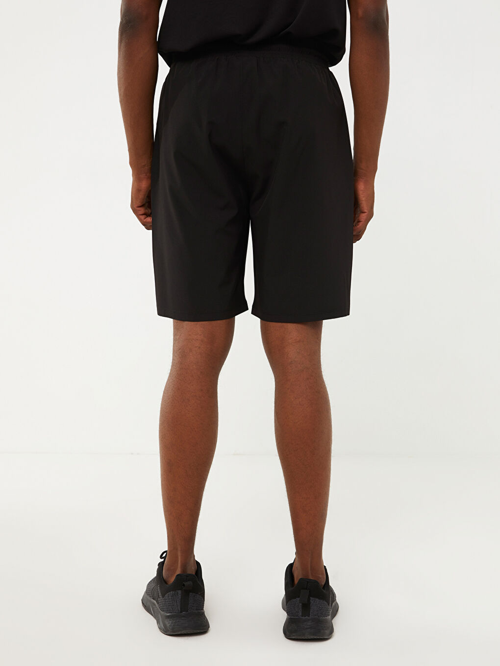 Siyah Slim Fit Erkek Spor Şort-5