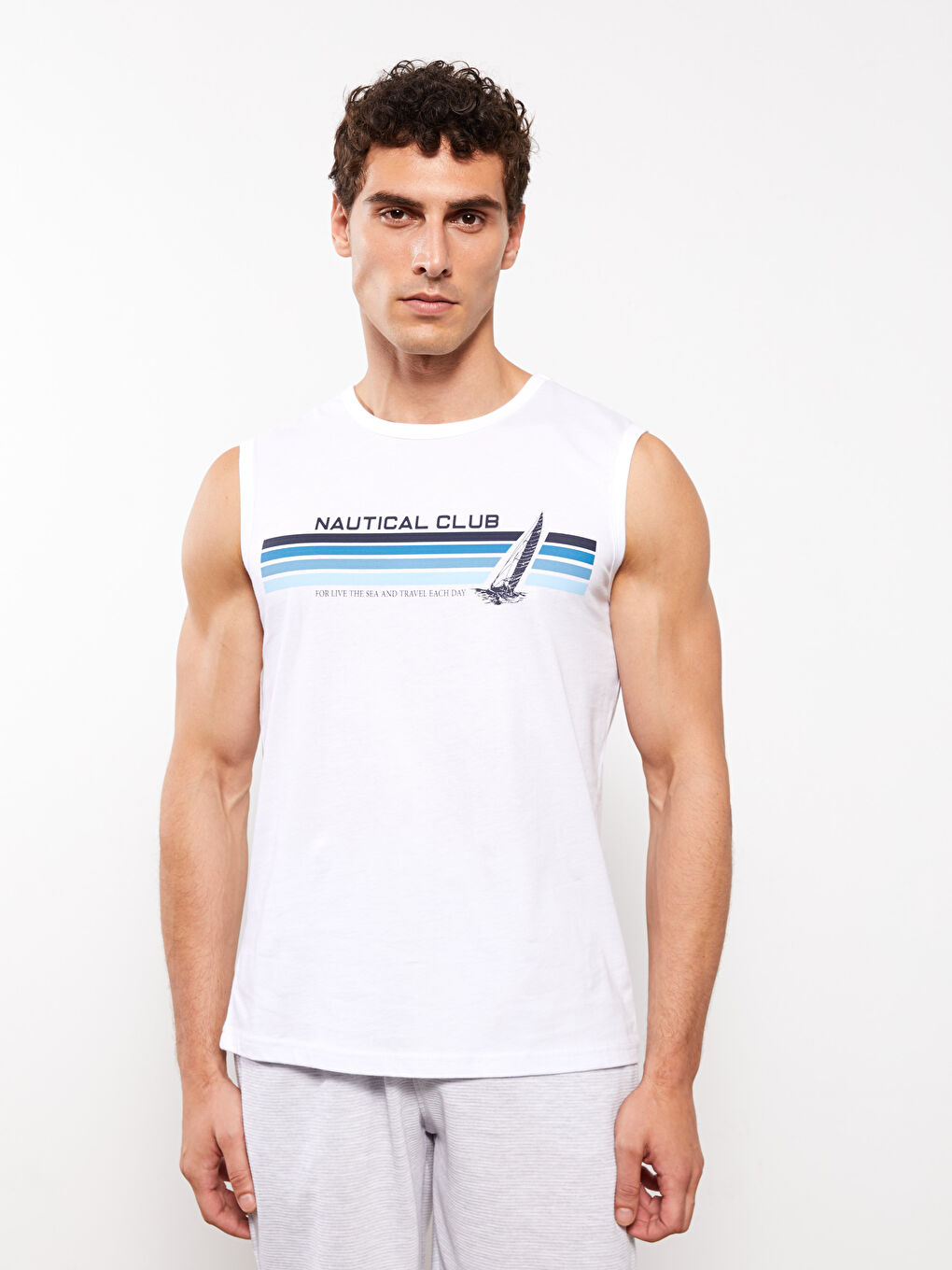 Crew Neck Printed Men's Sleeveless T-Shirt