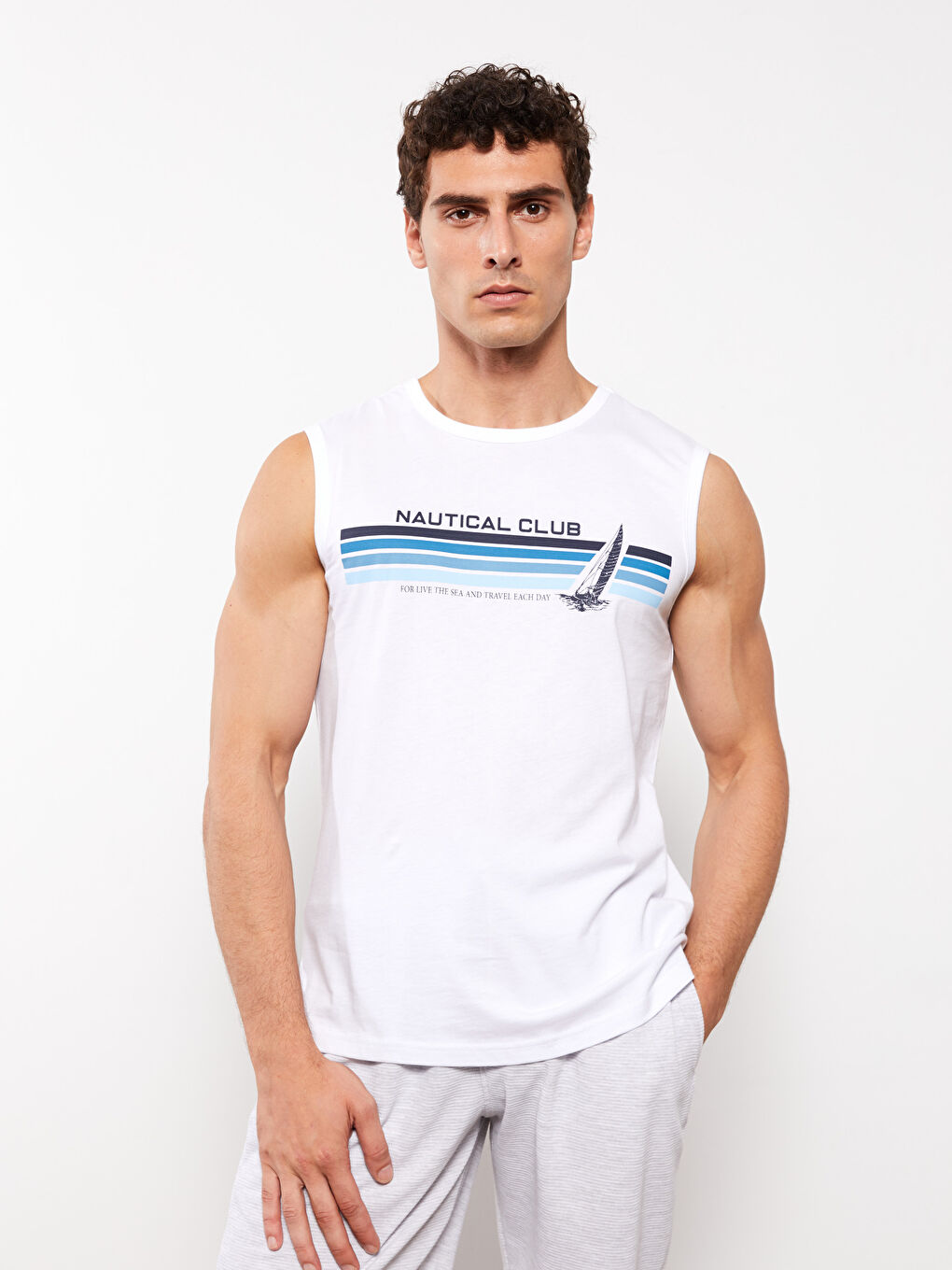 Crew Neck Printed Men's Sleeveless T-Shirt-1