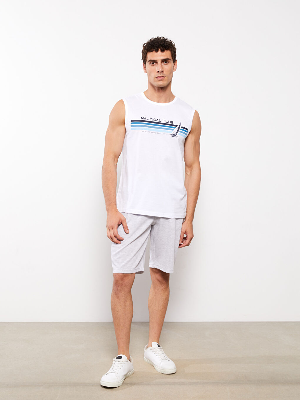 Crew Neck Printed Men's Sleeveless T-Shirt-2