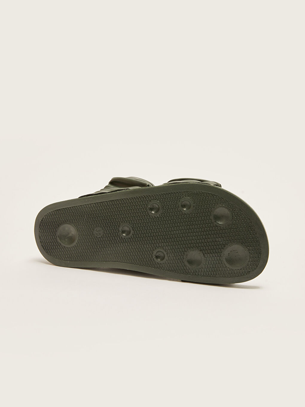 Yeşil Deri Görünümlü Büzgülü Çift Bantlı Kadın Terlik-3