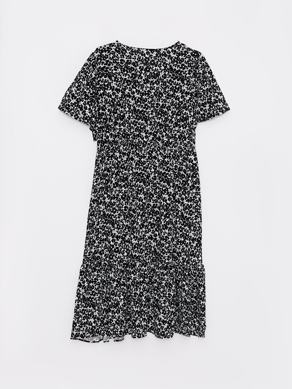 Plus Size V-Neck Patterned Short Sleeve Viscose Women's Dress-6