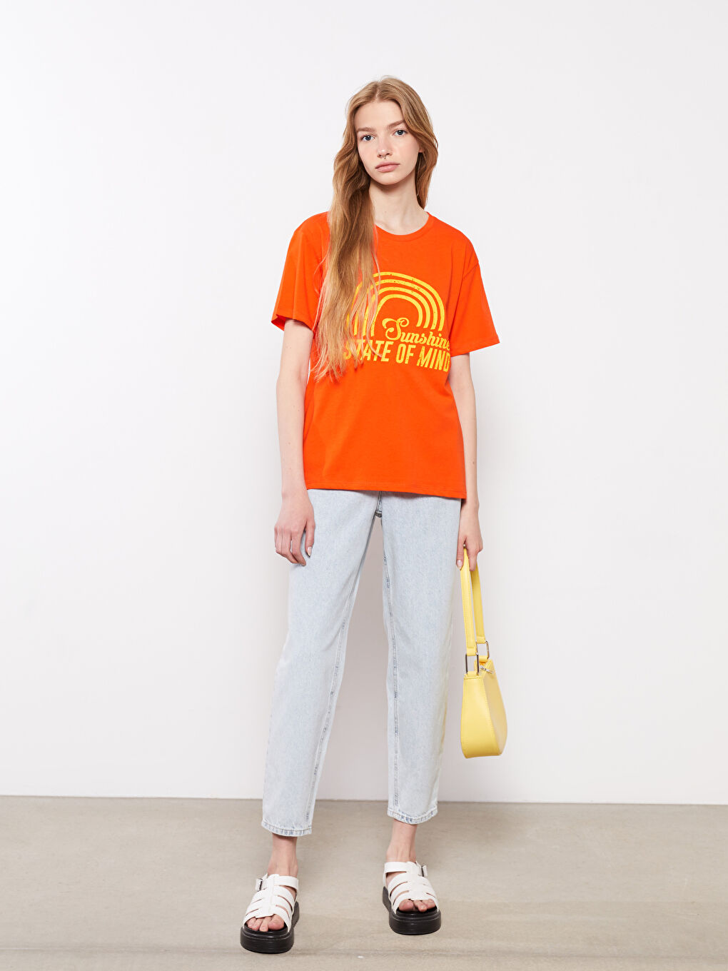 Футболка с круглым вырезом, с принтом, с коротким рукавом, из хлопка, для женщин-1