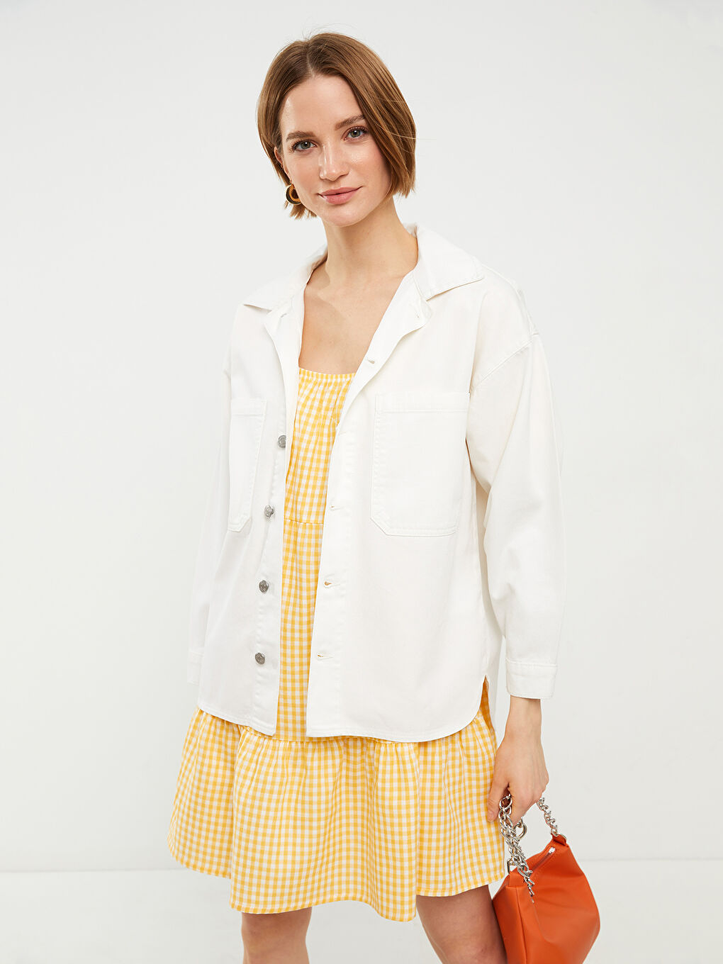 LCW Vision Collared Neck Women's Denim Jacket -S2JA57Z8-RQH