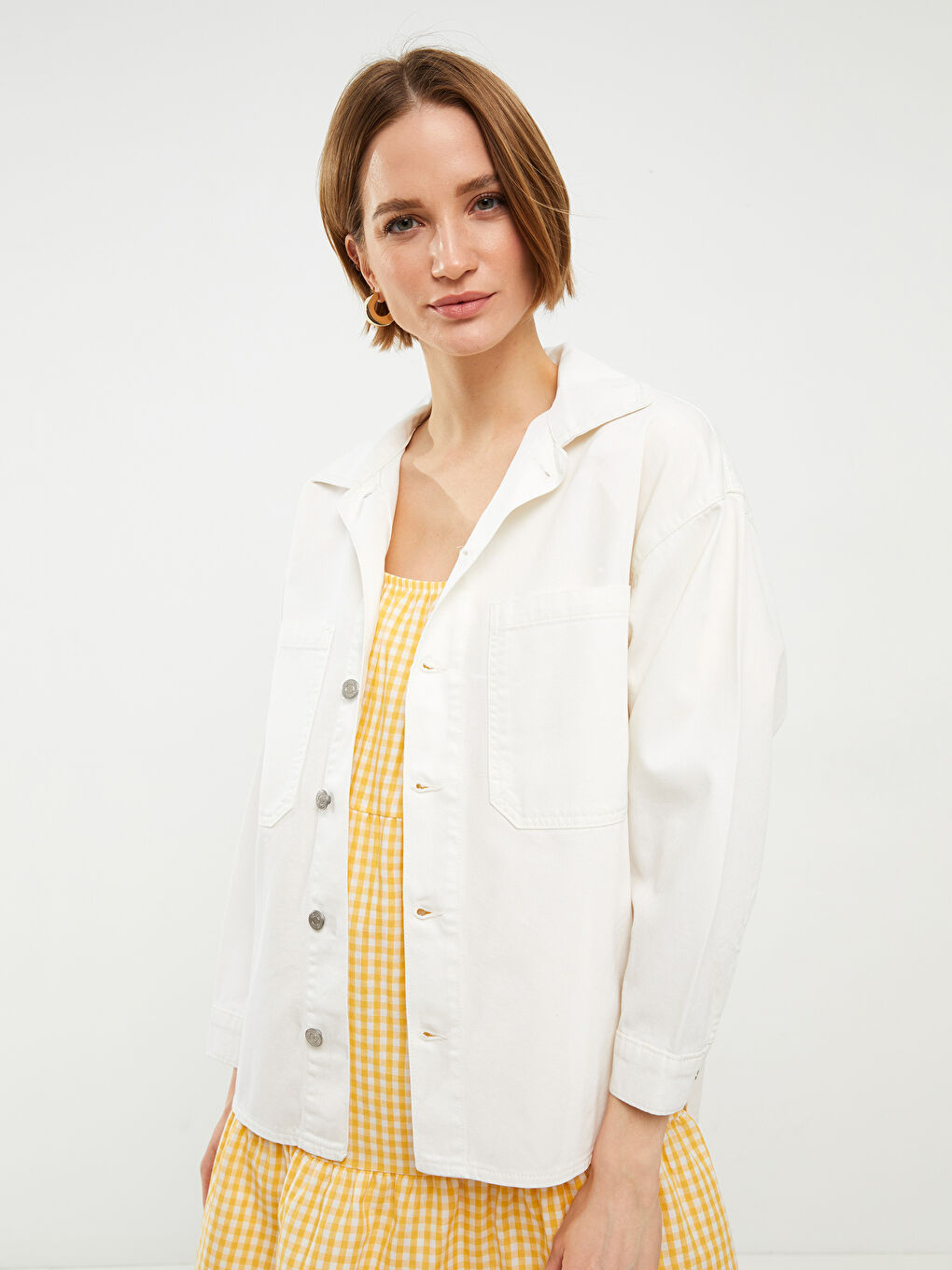 LCW Vision Collared Neck Women's Denim Jacket -S2JA57Z8-RQH