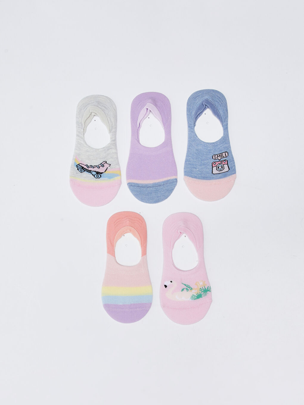 LCW Kids Patterned Girls' Invisible Socks 5 Pack -S2JA60Z4-LAL