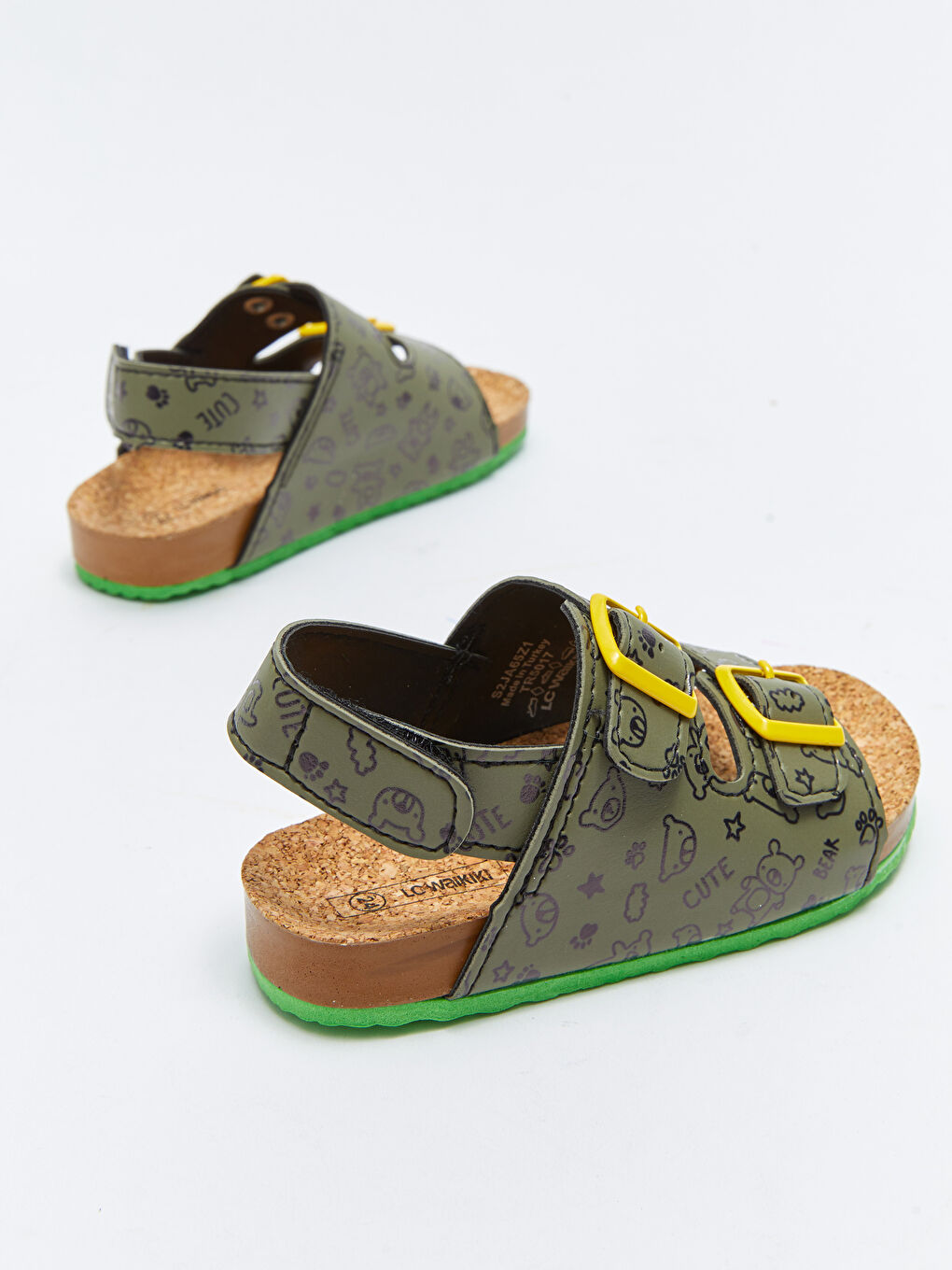 Haki Baskılı Cırt Cırtlı Erkek Bebek Sandalet-4