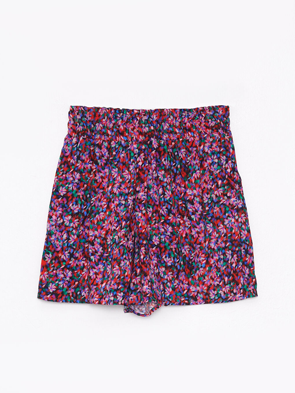 Elastic Waist Floral Viscose Women's Bermuda Shorts -S2JA78Z8-LTQ