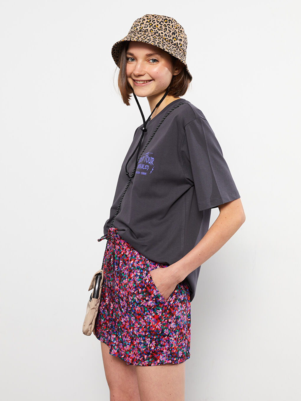Elastic Waist Floral Viscose Women's Bermuda Shorts -S2JA78Z8-LTQ