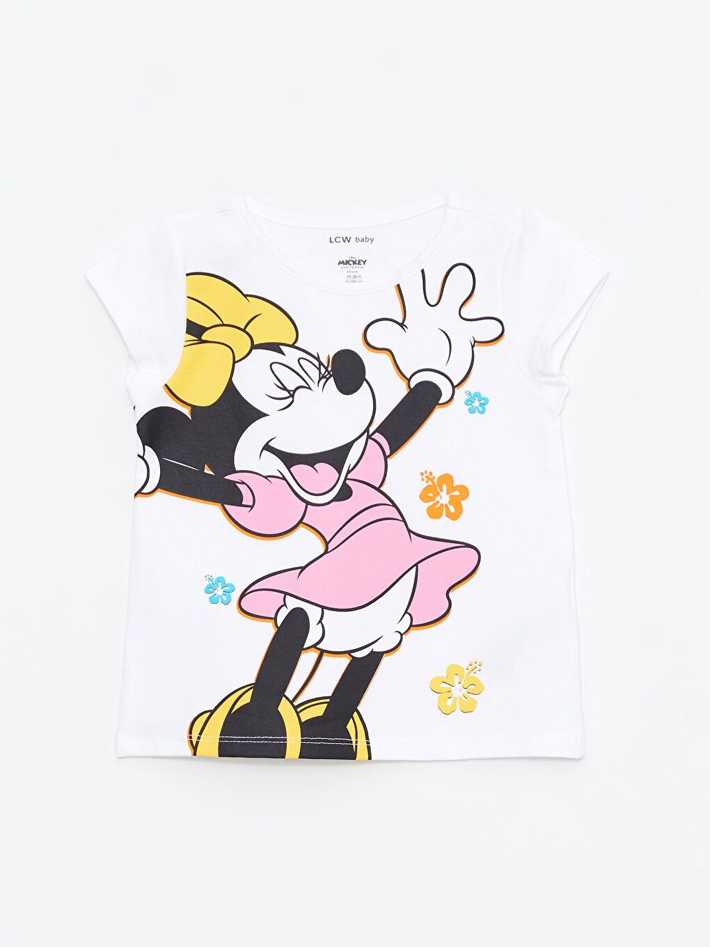 Crew Neck Short Sleeve Minnie Mouse Printed Baby Girls' T-Shirt-4