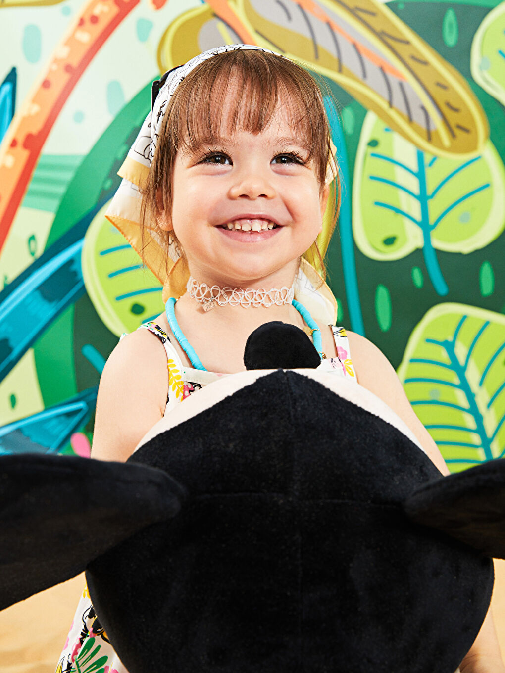 Karışık Kare Yaka Askılı Minnie Mouse Baskılı Kız Bebek Elbise-3