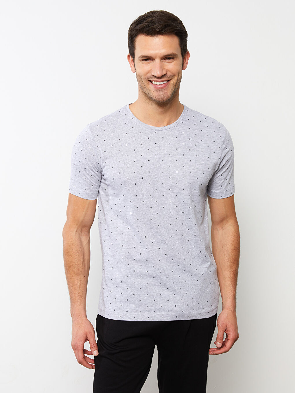 Gri Standart Kalıp Erkek Pijama Takım-1