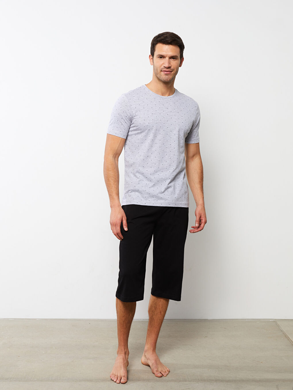 Gri Standart Kalıp Erkek Pijama Takım-2