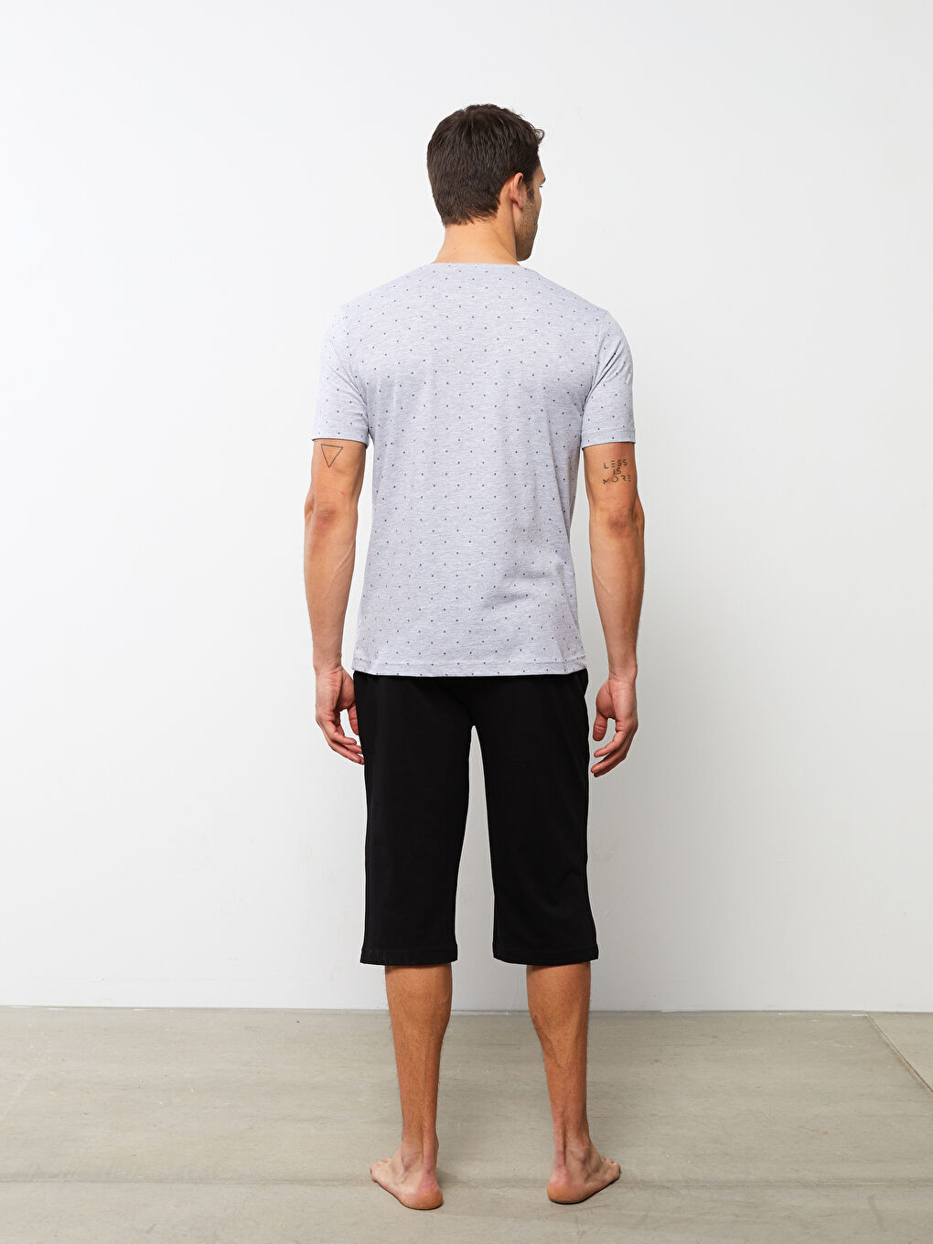 Gri Standart Kalıp Erkek Pijama Takım-4