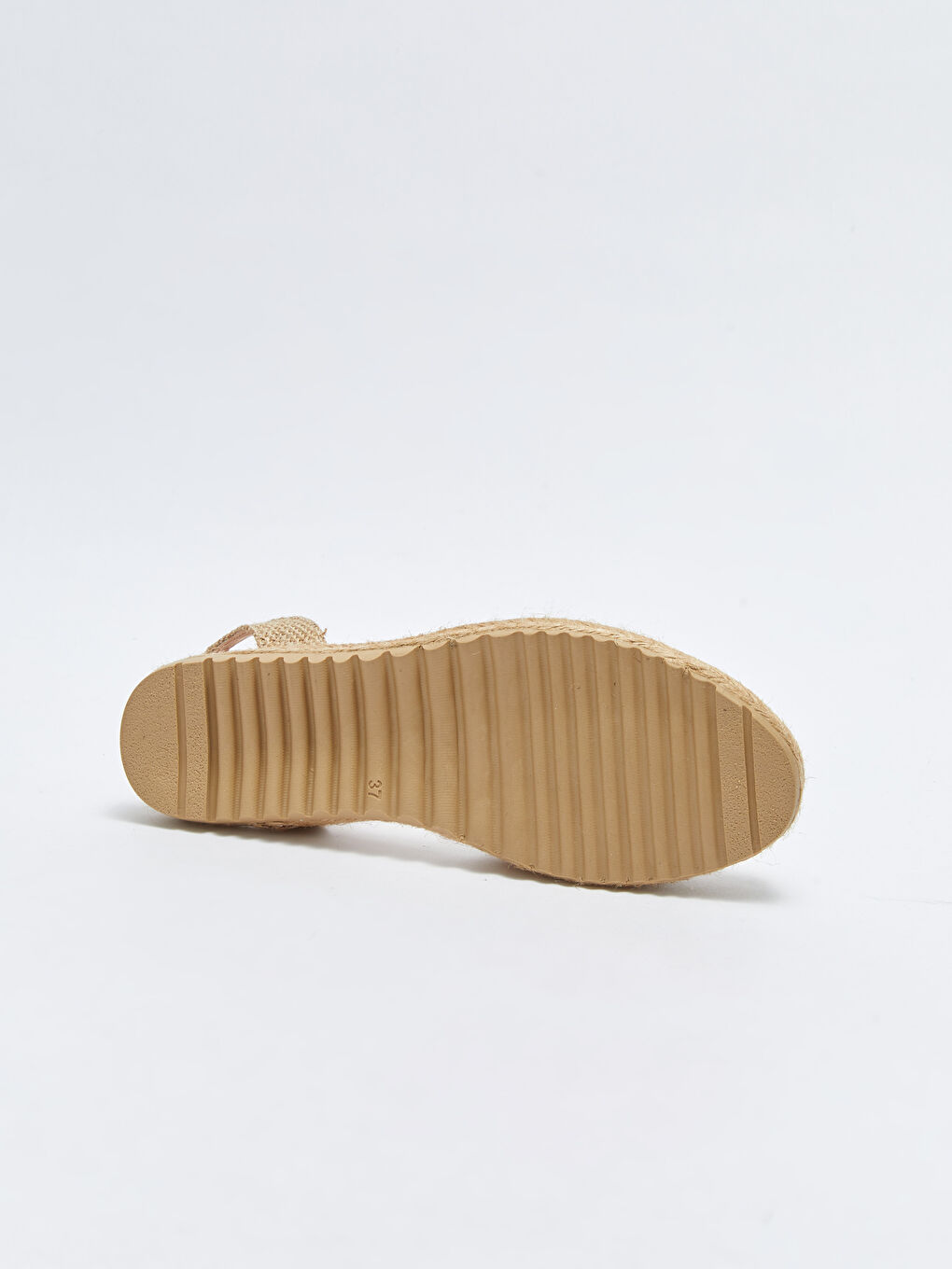 Bej Hasır Tabanlı Kadın Sandalet-3