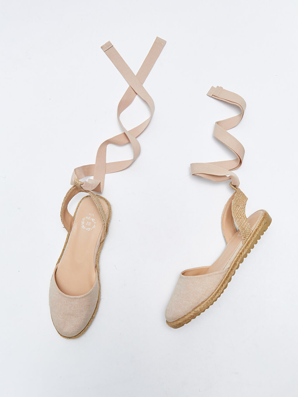 Bej Hasır Tabanlı Kadın Sandalet-4