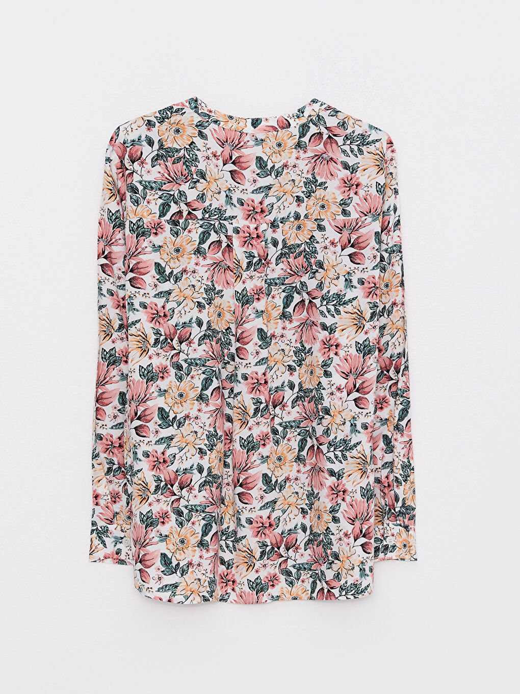 Henley Neckline Patterned Long Sleeve Viscose Women's Blouse -S2JB45Z8-F9C