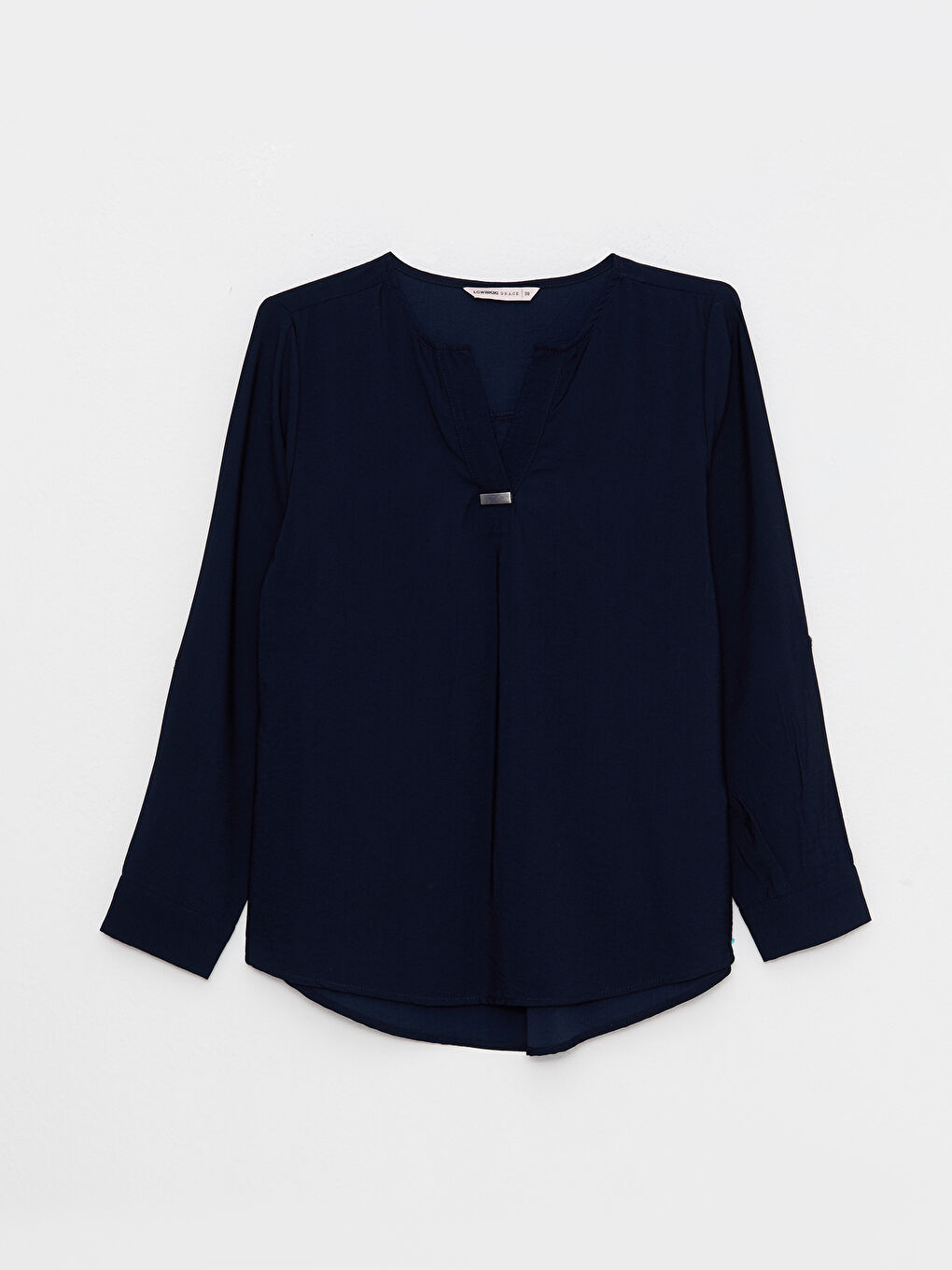 LCW Grace Notch Neck Plain Long Sleeve Women's Blouse -S2JB53Z8-E1J