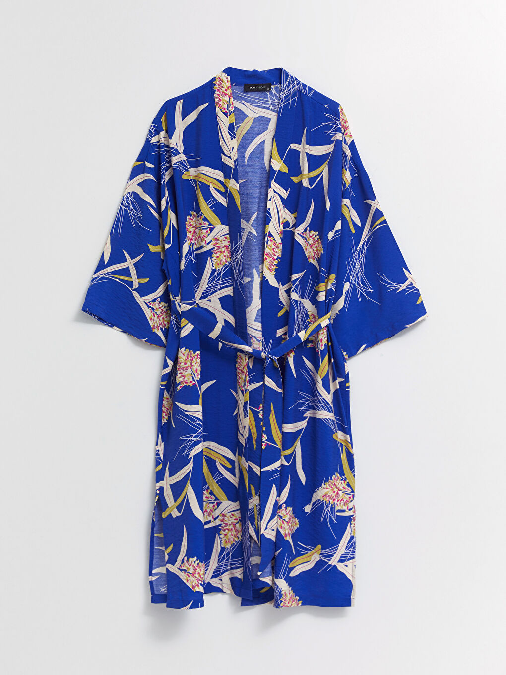 Shawl Collar Floral Tie Detail Women's Kimono-4