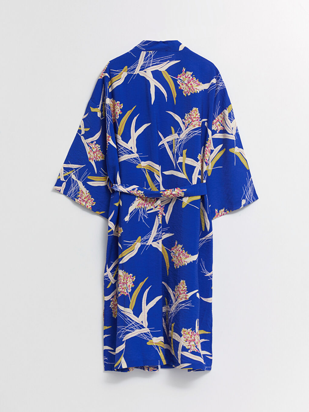 Shawl Collar Floral Tie Detail Women's Kimono-5