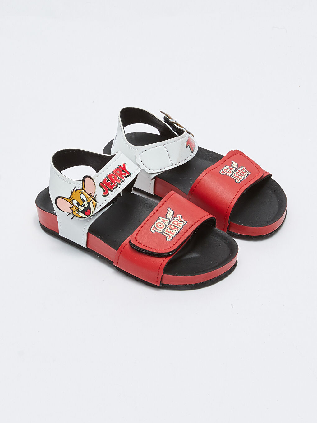 Kırmızı Tom&Jerry Lisanslı Cırt Cırtlı Erkek Bebek Sandalet