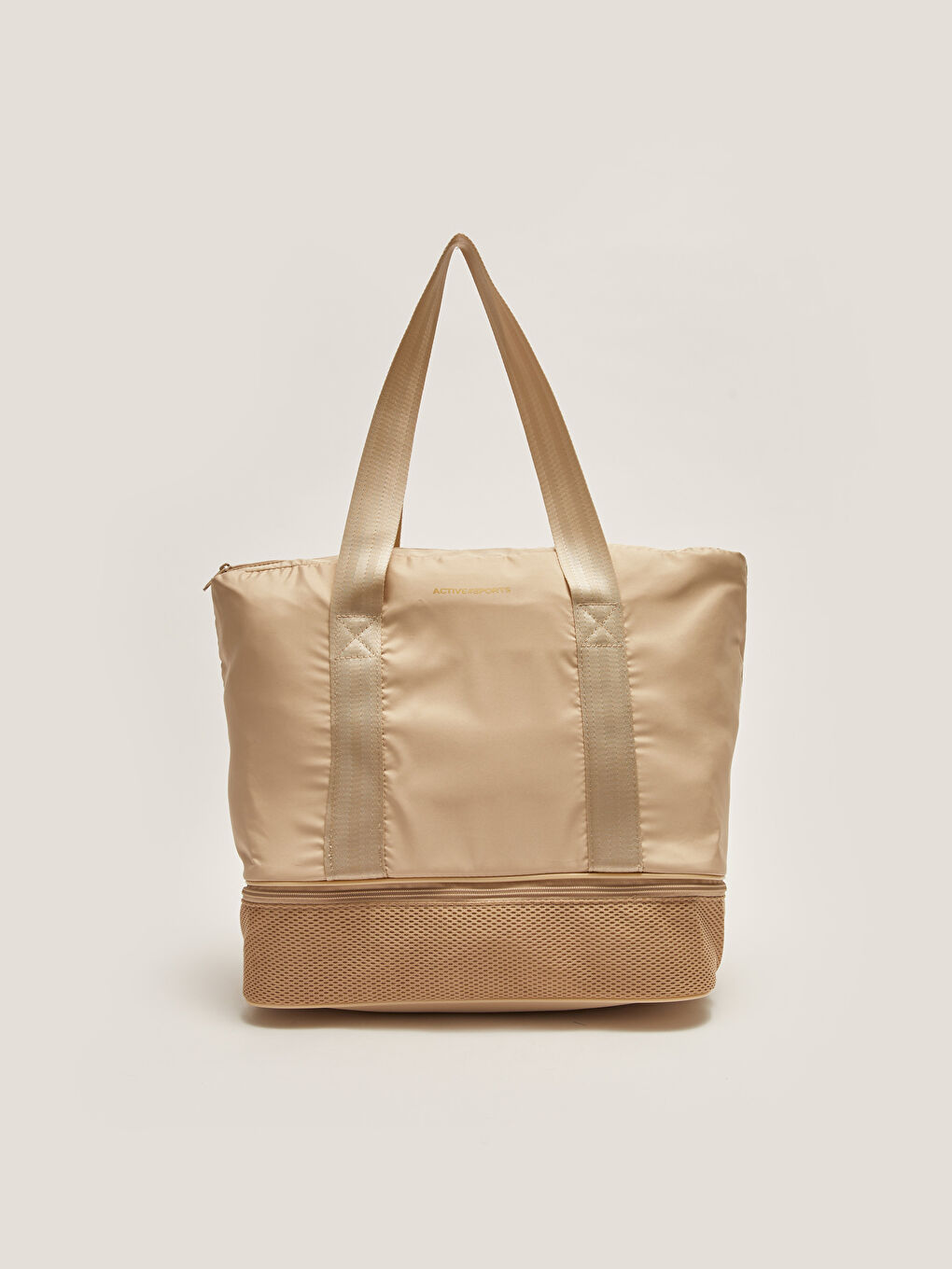 Bej Paraşüt Kumaş Kadın Spor Çantası-4