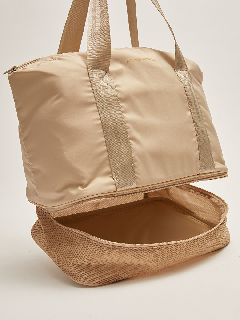 Bej Paraşüt Kumaş Kadın Spor Çantası-7