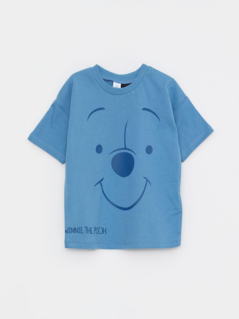 Bisiklet Yaka Kısa Kollu Winnie the Pooh Baskılı Pamuklu Erkek Bebek Tişört