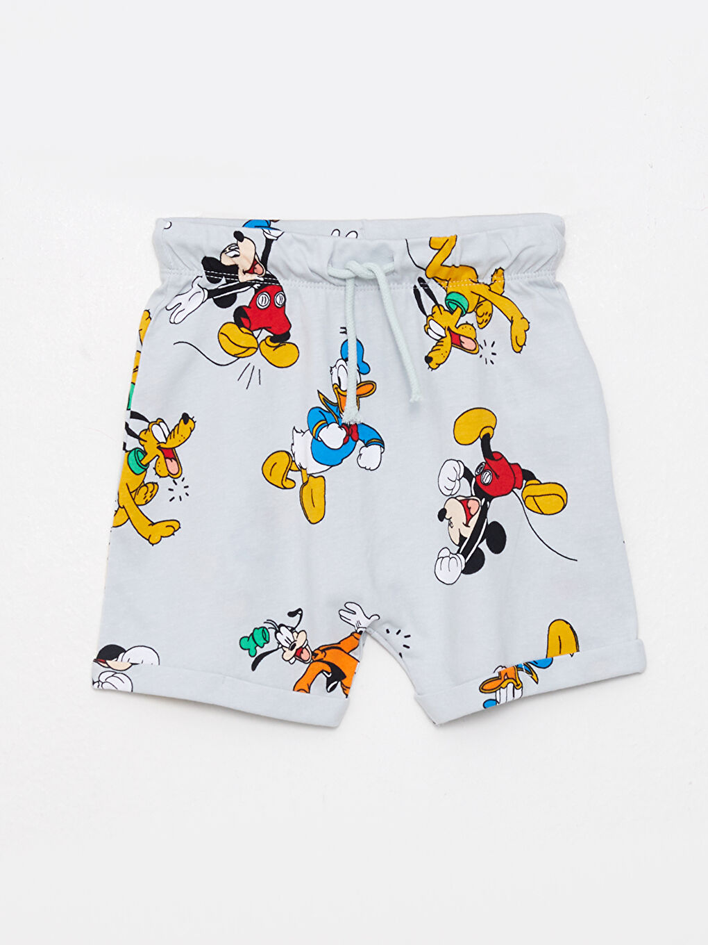 Gri Beli Lastikli Disney Baskılı Erkek Bebek Şort