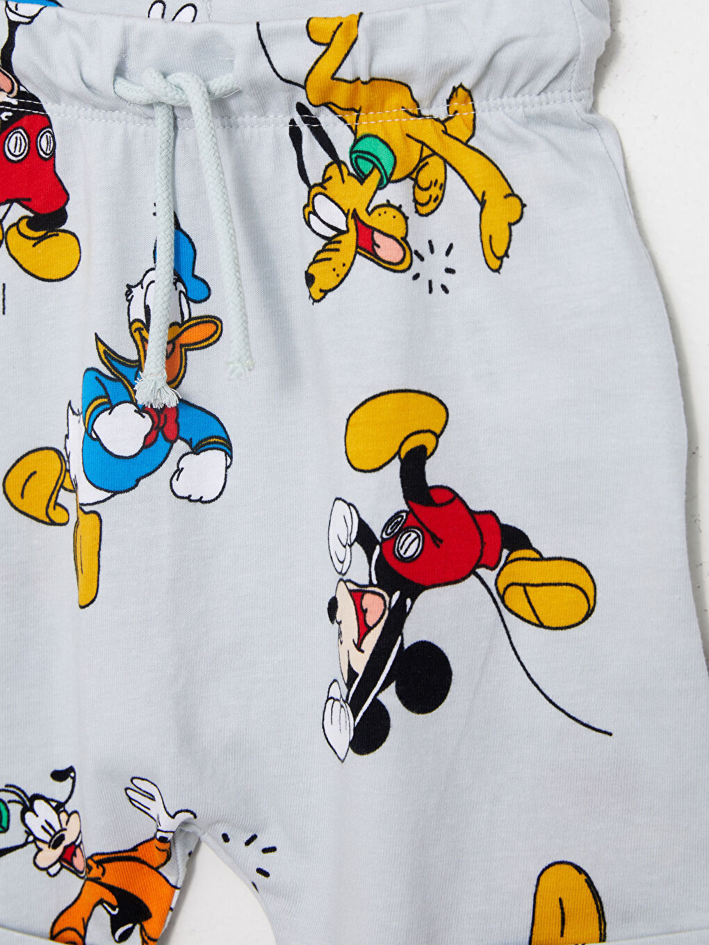 Gri Beli Lastikli Disney Baskılı Erkek Bebek Şort-2