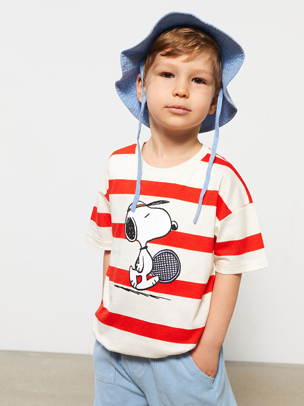 LCW baby Crew Neck Short Sleeve Snoopy Printed Cotton Baby Boy T-Shirt -S2JC43Z1-LJE