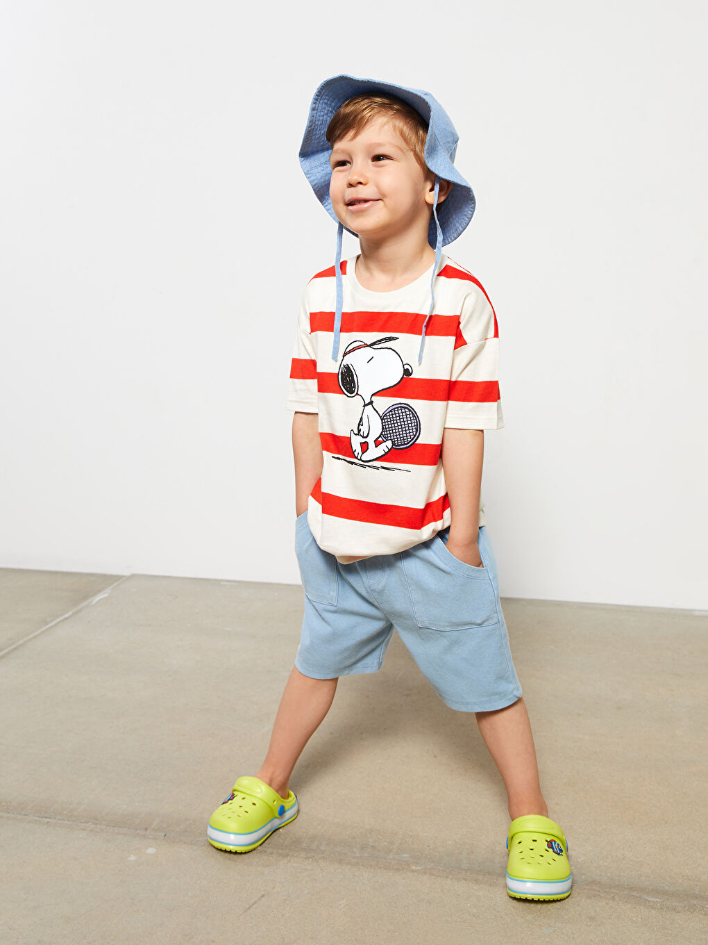LCW baby Crew Neck Short Sleeve Snoopy Printed Cotton Baby Boy T-Shirt -S2JC43Z1-LJE