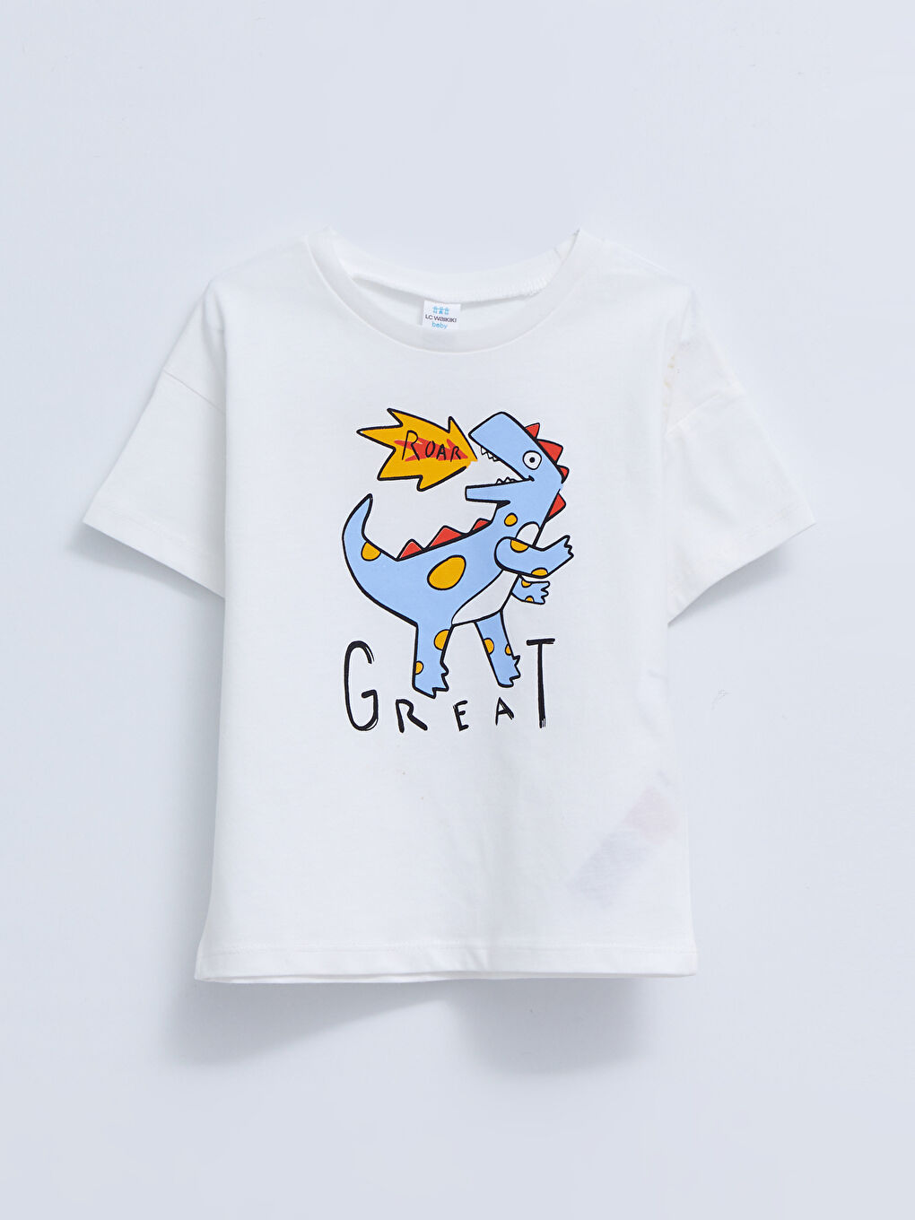 Ekru Bisiklet Yaka Kısa Kollu Baskılı Pamuklu Erkek Bebek Tişört ve Şort 2'li Takım-1