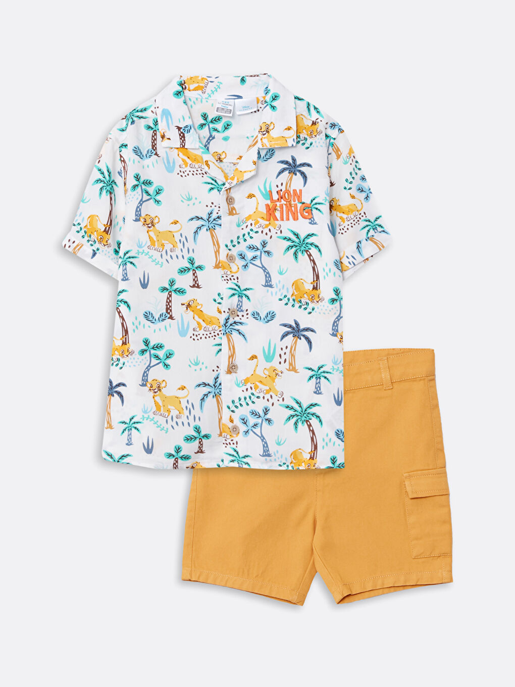 LCW baby Kurzarm Der König der Löwen Bedrucktes Baumwoll Baby Jungen Hemd und Shorts 2er-Pack -S2JC51Z1-LU7