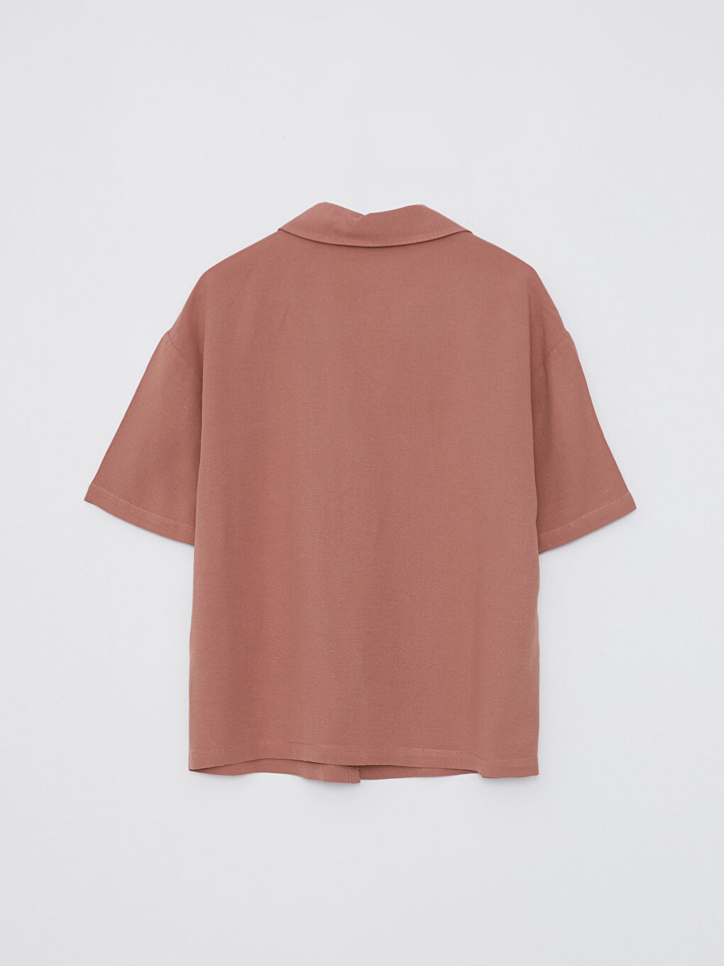 Front Button Closure Straight Short Sleeve Women's Shirt-1