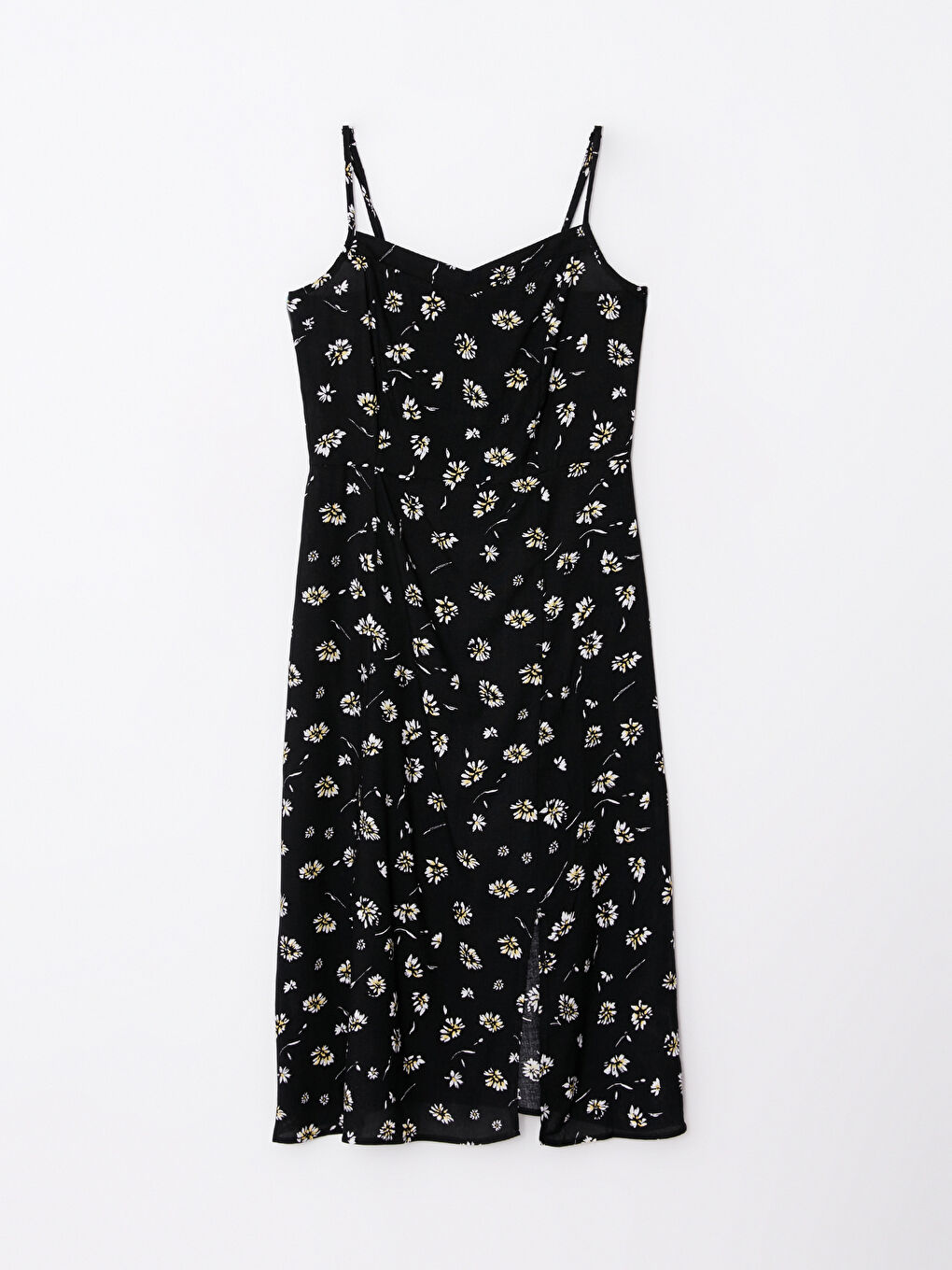 LCW Vision Herzausschnitt Blumig Riemchen Viskose Kleid für Damen -S2JD16Z8-LQJ