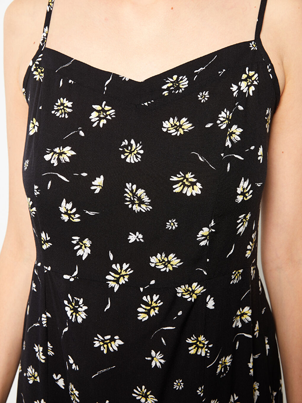 LCW Vision Herzausschnitt Blumig Riemchen Viskose Kleid für Damen -S2JD16Z8-LQJ